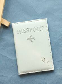 Takeoak 1 pièce Couverture de passeport personnalisée en or avec initiales, porte-passeport monogramme or personnalisé, accessoires de voyage personnalisés, cadeau de voyage fait main minimal pour documents et cartes pour amis et famille