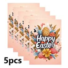 5 sztuk/opakowanie Wielkanocne karty upominkowe, wiadomość Dziękuję Pozdrowienia Kwiatowa pocztówka, przyjęcie Upominki Mini karta dekoracyjna