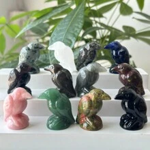 1pc 4cm Natural Crystal Raven Figurine, Crystal Carved Ornament, Raven Home Decor