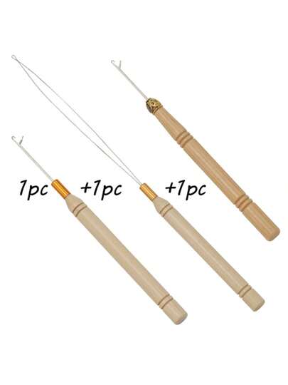 微针穿线器，碳化木柄接发器，穿线针，引线发珠装饰