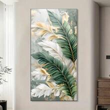 1 幅现代香蕉叶植物帆布画，北欧风格热带植树绿色香蕉叶装饰海报，客厅、卧室、厨房、办公室、咖啡厅墙壁艺术，无框架 - 黑色 - 查看 4