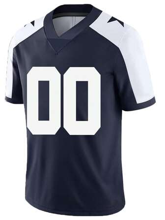 Anpassad herrtröja med broderad amerikansk fotboll med namn och nummer, blå V-ringad personlig kortärmad tröja, lämplig för fester, matcher, träning, tävlingar, storlekar S-XXL, mode, hiphop, casual, minimalistisk, personlig, specialanpassad, unik, herrkläder, kapselgarderob, herrbasic/streetwear-stil, perfekt present till honom, pojkvän, familj, vänner, lämplig för födelsedag, semester, skola/match, sport/klättring, etc.