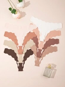 Set de 8 piezas de bragas sexys de unicolor con forma de V sin costuras, ligeras, transpirables, suaves y cómodas, con un diseño único de ropa interior sin costuras para mujeres