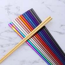1 Pair Custom Personalized Monochrome Iridescent Lettering Stainless Steel Chopsticks, Convenient For Travel, Gatherings, No Storage Case Only Chopsticks,Multi-Functional,Durable,Ornamental,Reusable,Adorable,High-Quality,Cute,Modern,Custom,Personalized,Unique,Office,School,Home