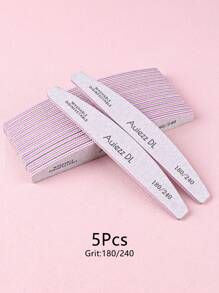 3/5/10pcs Grey Professional Crescent Double-Sided Nail Files, 80/80 100/100 100/180 180/240 Grit Manicure Tools - Light Grey - View 21