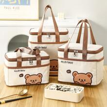 1pc Portable Large Capacity Capybara Insulated Lunch Bag, Cute Cartoon Pattern Thermal Lunch Box Bag, Waterproof & Dustproof Food Container Storage Bag, Reusable Cooler Bag, Picnic Bag, Suitable For Student And Adult Use In Home, School, Dorm, Office, Outdoor Camping, Picnic, Travel, Back To School