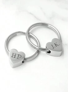 1 件个性化雕刻文字钥匙扣，3D 心形情侣钥匙圈，附赠礼品盒，适合情人节、派对、婚礼礼物，适合伴侣、家人、朋友、日常佩戴 - 彩色 - 查看 2