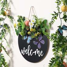 Easter Hanging Door Sign Egg Butterfly Letter 3D Bow Wooden Decoration For Shop Home Party Garden - Black - View 4