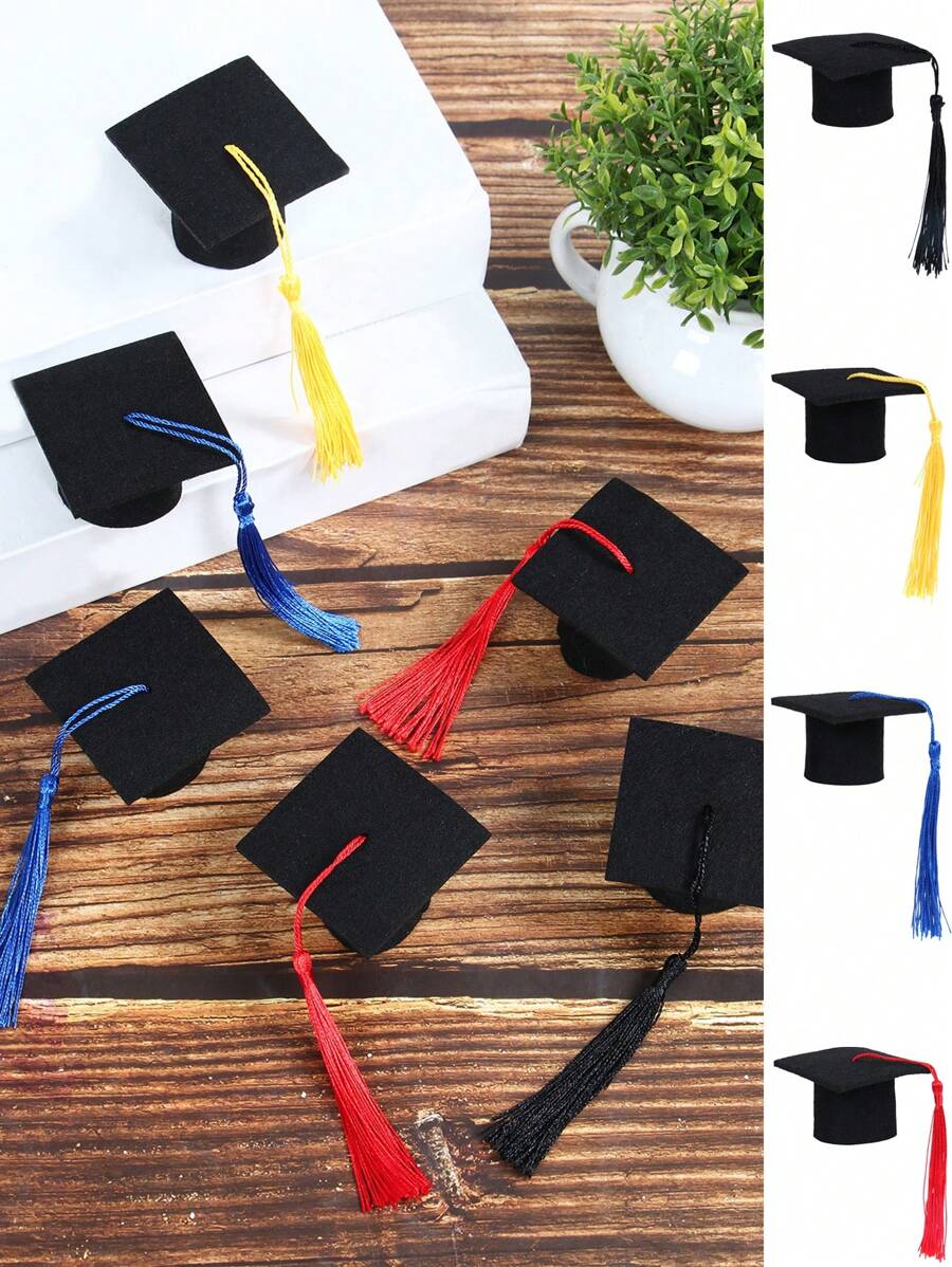 6 chiếc tua rua nhỏ trang trí mũ tốt nghiệp/mũ cử nhân/mũ tiến sĩ, thích hợp làm đạo cụ chụp ảnh tốt nghiệp, trang trí tiệc tốt nghiệp, đồ dùng tiệc tốt nghiệp đại học, trang trí khung cảnh tốt nghiệp, trang trí chai bằng nỉ, quà tặng tiệc.