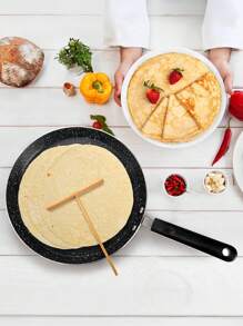 1 Set (1pc Skillet +1pc Applicator) Flat Skillet, Crepe Pan, Tortilla Pan, Flat Skillet, Omelet And Kitchen Induction Cooker Pan, Pancake Pan Round Skillet With Cooling Handle, This Crepe Pan Can Be Used On Gas, Induction Cooker, Electric Stove, Electric Ceramic Stove And Other Stoves