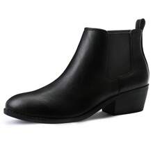 Festooning Chelsea Boots Women Fashion Ankle Booties Classic Low Heel Side Zip Shoes For Women Black Brown - Black - View 8