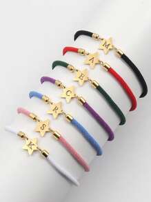 1pc Fashion Creative Copper Inset Zirconia Initial DIY Letter Bracelet Jewelry, Fashion Exquisite Can Be Adjusted At Will, 26 A-Z English Surname Initials Jewelry, Holiday Gift Jewelry, Suitable For Girls To Wear Daily