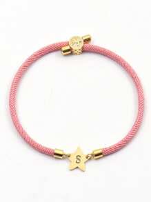 1pc Fashion Creative Copper Inset Zirconia Initial DIY Letter Bracelet Jewelry, Fashion Exquisite Can Be Adjusted At Will, 26 A-Z English Surname Initials Jewelry, Holiday Gift Jewelry, Suitable For Girls To Wear Daily