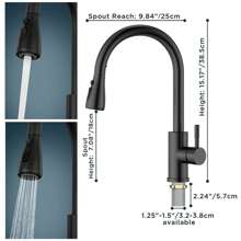 1pc Pull-Down Sprayer Kitchen Faucet Black, 360 Degree Kitchen Sink Mixer Taps Pull Out Spout Spray Single Lever Mono Tap- Included Accessory Kit