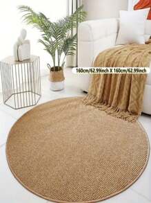 1 Stück japanischer minimalistischer brauner runder Ananas-förmiger Jute- & Leinen-Teppich mit rutschfester Unterseite, geeignet für Wohnzimmer, Schlafzimmer - Eigenschaften: Tierfreundlich, Geräuschdämmung, rutschfest, leicht zu reinigen, maschinenwaschbar
