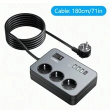 LIPWEL LIPWEL 1Pc 7 In 1 Power Supply Power Outlet Socket, 1M, 1.8M, 3M, 5M, Power Strip With 4 USB Charging Ports, Wall Mounting Power Strip (16A, 3680W) With Switch And Power Indicator Light, Multiple Plug USB Socket For Smartphone Laptop Home, Office Usage, White Black,Multi Functional Power Socket