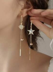 1 Pair & Unique Asymmetric Earring Set, Great For Outdoor, Travel, Party, Wedding, Holiday Outfit And Gift