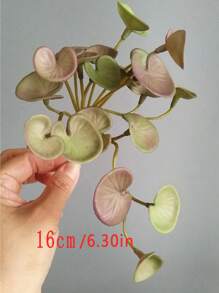 16cm Small Artificial Copper Coin Grass Fake Succulent Landscape Tropical Hydroponics Plants Plastic Begonia Leaves Green Centerpieces For Home Office Balcony Desktop Decoration Without Pot 1pc - Green - View 6