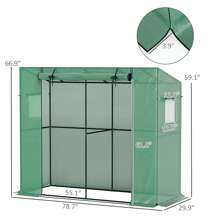 Outsunny 6.6' X 2.5' X 5.6' Lean-To Small Greenhouse For Outdoors With UV-Resistant PE Cover, Walk-In Portable Greenhouse With Roll-Up Door - màu xanh lá - Xem 3