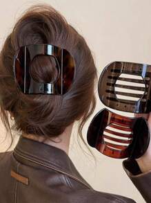 1 件几何图案休闲优雅 ABS 塑料发爪夹，超大简约发髻配饰，豹纹女士款，适合所有季节日常佩戴 - 彩色 - 查看 5