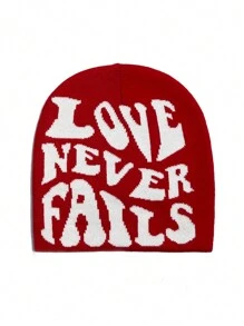 Gothic Letter Jacquard Y2K Beanie Hat, Hiphop Color Block Knit Cap, Elastic Skull Breathable Visorless Cap, Unisex Street Casual Acrylic Jacquard Y2K Fashion Knit Hat, All Seasons - A - View 7