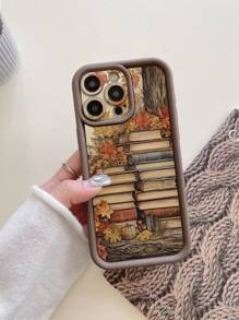 回到学校 1 件枫叶和书籍设计保护壳，带相机保护，防震咖啡棕色手机壳，兼容 Apple 11 Pro Max/12 Pro Max/13 Pro Max/14 Pro Max/15 Pro Max/ 16 Plus/16 Pro Max、Galaxy A55/A15/S24 Ultra、Redmi、OPPO/Realme、VIVO、Infinix、Honor、One Plus 防水防摔防刮 - 棕色 - 查看 5