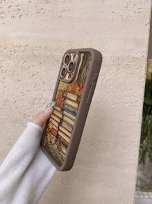 回到学校 1 件枫叶和书籍设计保护壳，带相机保护，防震咖啡棕色手机壳，兼容 Apple 11 Pro Max/12 Pro Max/13 Pro Max/14 Pro Max/15 Pro Max/ 16 Plus/16 Pro Max、Galaxy A55/A15/S24 Ultra、Redmi、OPPO/Realme、VIVO、Infinix、Honor、One Plus 防水防摔防刮 - 棕色 - 查看 6