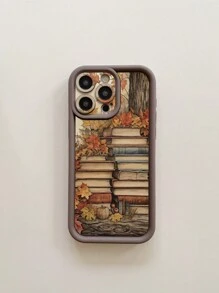 回到学校 1 件枫叶和书籍设计保护壳，带相机保护，防震咖啡棕色手机壳，兼容 Apple 11 Pro Max/12 Pro Max/13 Pro Max/14 Pro Max/15 Pro Max/ 16 Plus/16 Pro Max、Galaxy A55/A15/S24 Ultra、Redmi、OPPO/Realme、VIVO、Infinix、Honor、One Plus 防水防摔防刮 - 棕色 - 查看 8