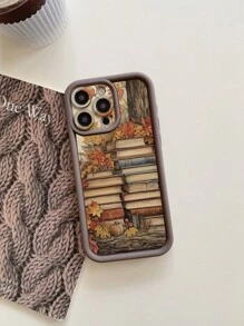 回到学校 1 件枫叶和书籍设计保护壳，带相机保护，防震咖啡棕色手机壳，兼容 Apple 11 Pro Max/12 Pro Max/13 Pro Max/14 Pro Max/15 Pro Max/ 16 Plus/16 Pro Max、Galaxy A55/A15/S24 Ultra、Redmi、OPPO/Realme、VIVO、Infinix、Honor、One Plus 防水防摔防刮 - 棕色 - 查看 4