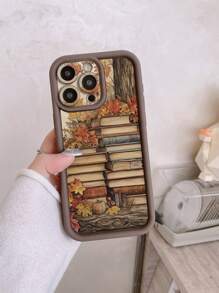 回到学校 1 件枫叶和书籍设计保护壳，带相机保护，防震咖啡棕色手机壳，兼容 Apple 11 Pro Max/12 Pro Max/13 Pro Max/14 Pro Max/15 Pro Max/ 16 Plus/16 Pro Max、Galaxy A55/A15/S24 Ultra、Redmi、OPPO/Realme、VIVO、Infinix、Honor、One Plus 防水防摔防刮 - 棕色 - 查看 7