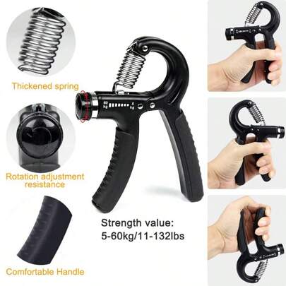 Hand Grip Strengthener Set Of 6 Including Adjustable Hand Gripper Up To 130lbs & 40lbs Massage Grip Ring & Finger Exerciser & Hand Exerciser Stress Re