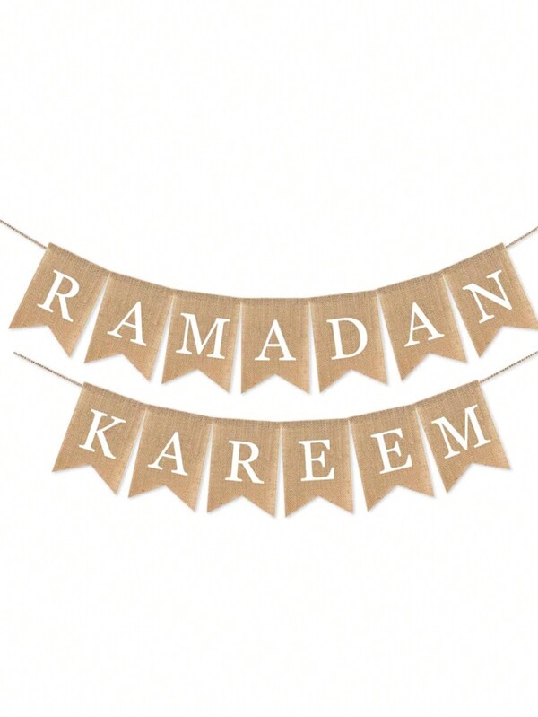 Burlap Ramadan Kareem Banner Muslim Fireplace Mantel Decoration Rustic Ramadan Kareem Star Moon Bunting Banner For Mantle Fireplace Ramadan Party Decor Supplies
