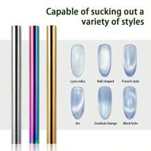 1支/7支装美甲磁力工具，超长双头美甲磁力笔磁棒，3D磁性猫眼凝胶美甲艺术，DIY 3D磁性美甲，沙龙、工作室或家庭使用，金色、银色、闪光色，3种颜色可选。美甲用品，美甲工具，美甲艺术工具，返校季，美甲，美甲工具（适用于按压式美甲片） - 彩色 - 查看 4