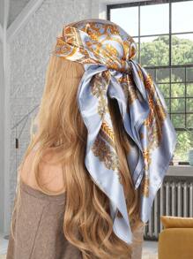 1 chiếc khăn vuông họa tiết Baroque cổ điển dành cho nữ, khăn lụa satin, khăn trùm đầu, quà tặng Ngày của Mẹ, thích hợp cho mùa xuân/hè, đi biển, đi nghỉ mát. - Nhiều màu - Xem 7