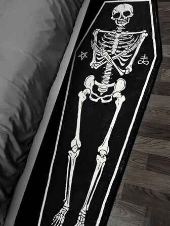 Gothic Mystery Halloween Coffin-Shaped Area Rug - Durable Polyester, Non-Slip & Water-Resistant | Ideal For Bedroom & Living Room Decor