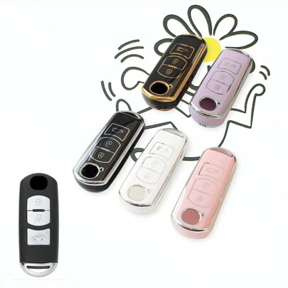 2/4 Buttons TPU Car Remote Key Fob Cover Shell Case For 2,3,6 Atenza Axela Demio CX-5 CX-3 CX7 CX8 CX-9 MX-5 Key Chain