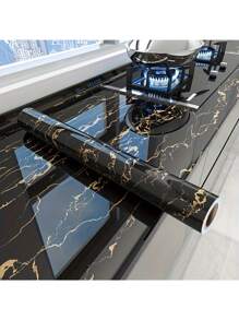 1 Roll Marble Pattern Waterproof Self-Adhesive Wallpaper, Heat Resistant For Kitchen Wall Decoration, Easy To Tear And Paste Vinyl Film, Suitable For Furniture/Tabletop/Room Renovation, Home Decor, Bedroom Decor, Room Decor, Stick-On Tiles, Poster, Wall Prints, Room Decor Bedroom