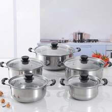 Saucepan Set 12 Pieces /10 Pieces, Stainless Steel Pot And Pan Set, Saucepan With Glass Lids Cookware, Cookware Set Compatible With Induction, Gas And Electric Hobs - Silver - View 9