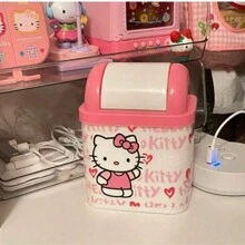 Sanrio 1 PC Menina Coração Desenho Animado Desktop Lixeira Mini Escritório Sala de Estar Casa Quadrado Coleta de Lixo Balde Com Tampa
