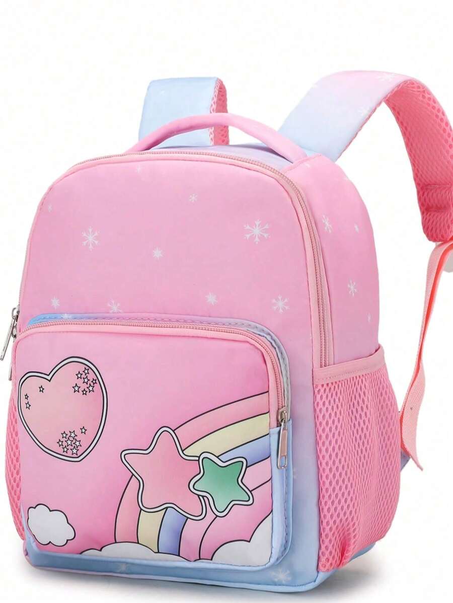 Heart-Shaped Nylon Cartoon Backpack For Girls - A - View 1