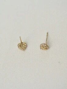 1 pereche de cercei tip coroana eleganti, placati cu aur de 14k, argint S925, cu cristale de zirconiu cubic pentru fetita