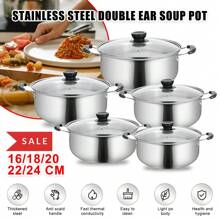 Saucepan Set 12 Pieces /10 Pieces, Stainless Steel Pot And Pan Set, Saucepan With Glass Lids Cookware, Cookware Set Compatible With Induction, Gas And Electric Hobs - Silver - View 1
