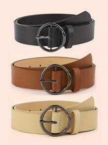 1 条女士时尚简约圆扣皮带，百搭适合裙子和牛仔裤，腰部装饰