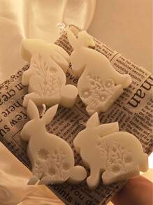 1 pieza Molde de silueta de conejo de Pascua, molde de decoración de vela hecha a mano con diseño de animal, para hacer velas perfumadas, yeso, manualidades de decoración del hogar, decoraciones DIY - Blanco - Ver 7