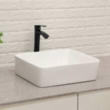 19"X15" Rectangle Vessel Bathroom Sink And Matte Black Single Lever Faucet Combo,Christmas,ModernMingle