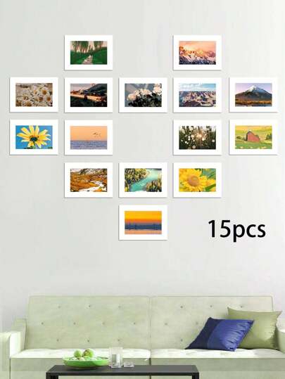 5/15 ملصق إطار جداري للأسرة ذات تصميم بسيط باللون الأسود (مع ألواح داعمة)، ديكور المنزل ، إطارات صور جدارية (منتج ورقي) بدون أطر داخلية