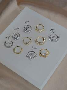 1 PIEZA Aros pequeños con baño de oro de 18K, cristal y estilo punk para mujer y hombre, para cartílago, hélix, trago, aro de nariz, septo, piercing y joyería corporal
