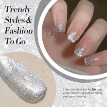 10毫升猫咪磁性眼部凝胶指甲油，银铂猫咪磁性凝胶，闪亮亮片磁性可卸UV指甲油DIY美甲沙龙指甲油 - 彩色 - 查看 2