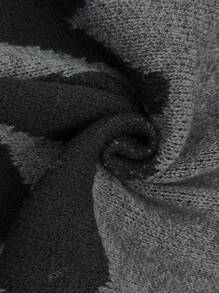 Suéter de punto escolar informal con cuello redondo, manga corta, hombros caídos y estampado gráfico
