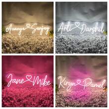 Letrero de neón personalizado para decoración de boda, letrero de neón personalizado para decoración de habitación, regalo del Día de San Valentín, nombres de pareja personalizados con corazón, letrero de neón iluminado, decoración de pared del hogar, telón de fondo para boda y compromiso, regalo para amante